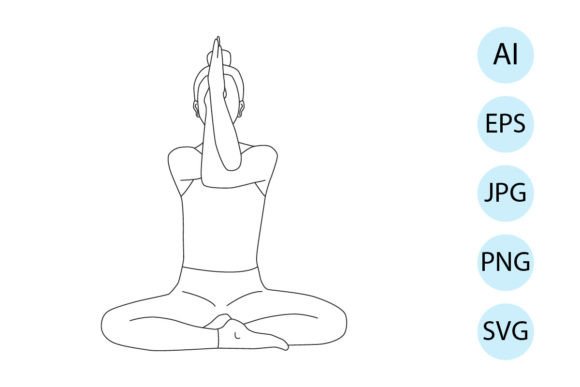 Line Art of Yoga in Eagle Arms Pose
