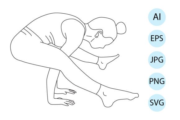Line Art of Yoga in Firefly Pose