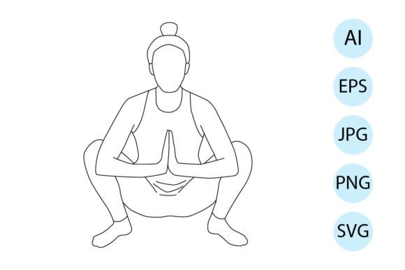 Review: Line Art of Yoga in Garland Pose for Embroidery